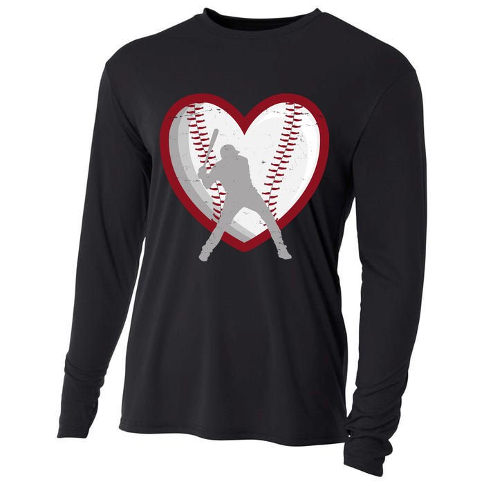 Baseball Heart Sport Lover Cooling Performance Long Sleeve Crew