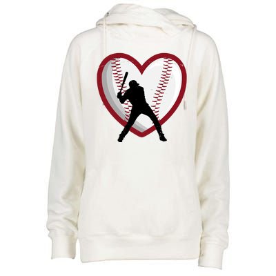 Baseball Heart Sport Lover Womens Funnel Neck Pullover Hood