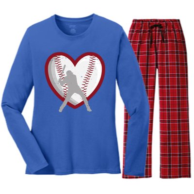 Baseball Heart Sport Lover Women's Long Sleeve Flannel Pajama Set 