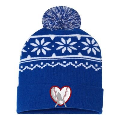 Baseball Heart Sport Lover USA-Made Snowflake Beanie