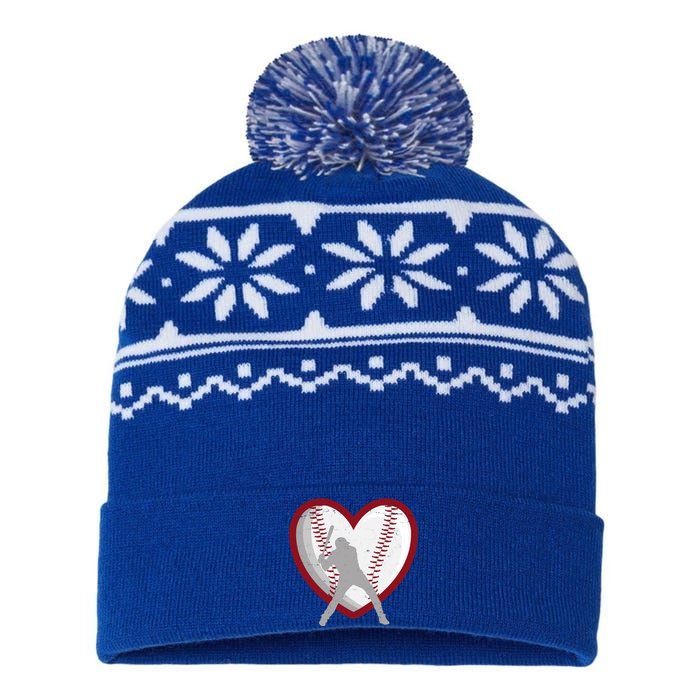 Baseball Heart Sport Lover USA-Made Snowflake Beanie