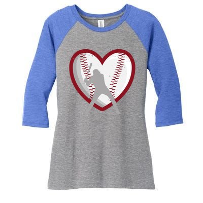 Baseball Heart Sport Lover Women's Tri-Blend 3/4-Sleeve Raglan Shirt