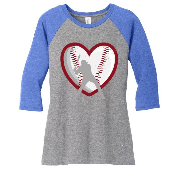 Baseball Heart Sport Lover Women's Tri-Blend 3/4-Sleeve Raglan Shirt