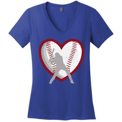 Baseball Heart Sport Lover Women's V-Neck T-Shirt