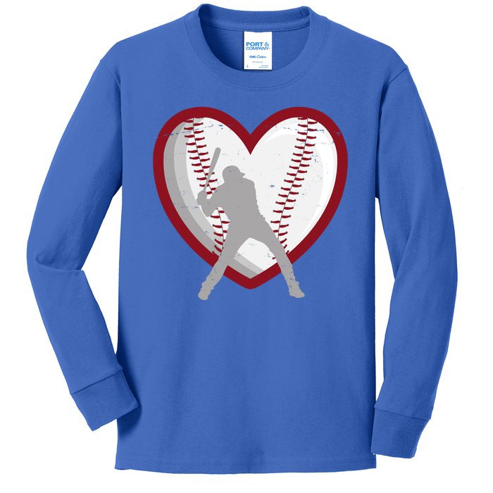 Baseball Heart Sport Lover Kids Long Sleeve Shirt