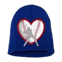 Baseball Heart Sport Lover Short Acrylic Beanie