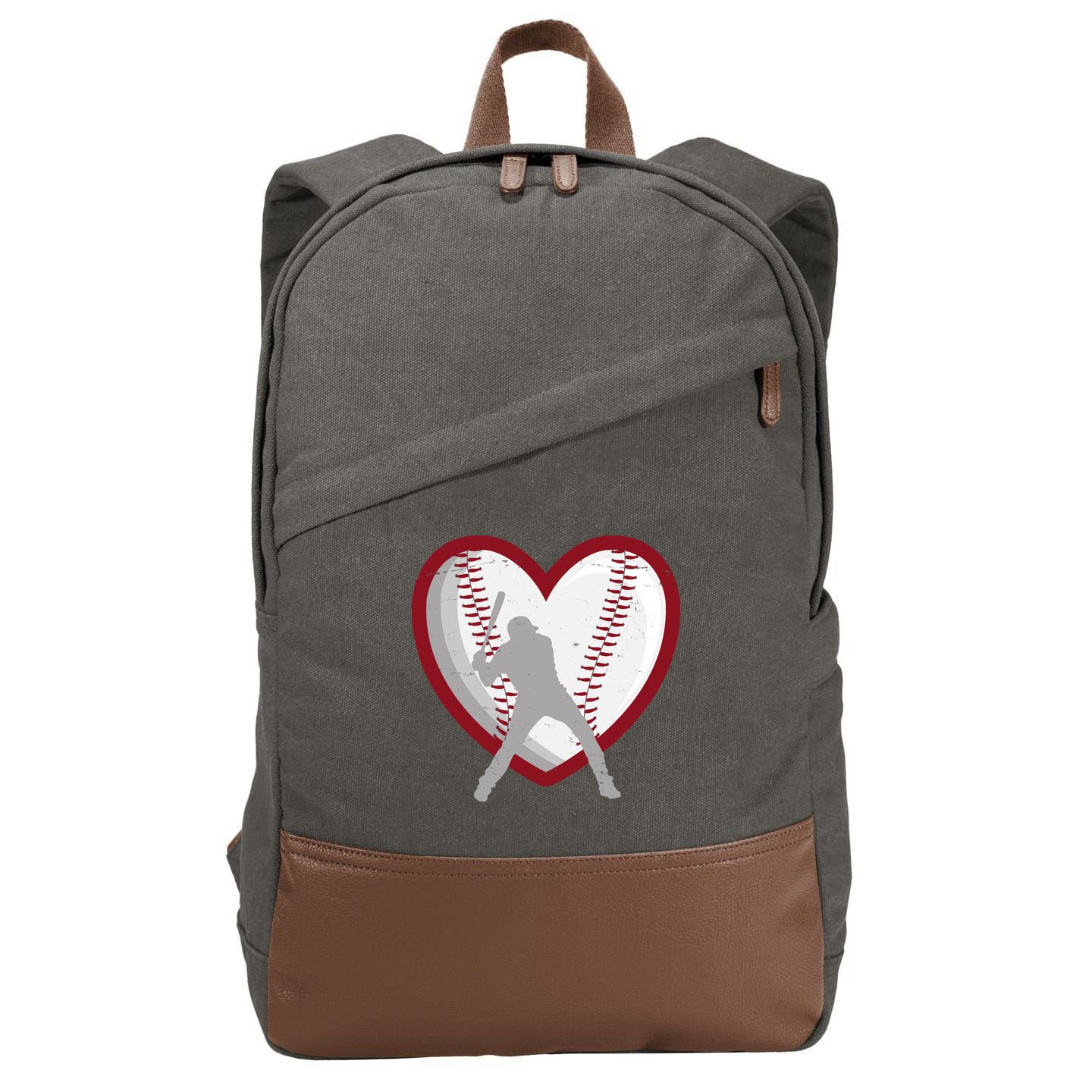 Baseball Heart Sport Lover Cotton Canvas Backpack