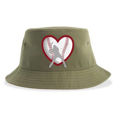 Baseball Heart Sport Lover Sustainable Bucket Hat