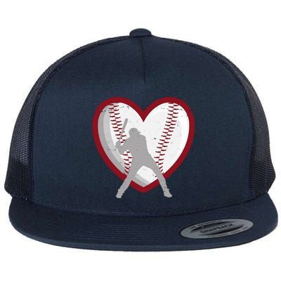 Baseball Heart Sport Lover Flat Bill Trucker Hat