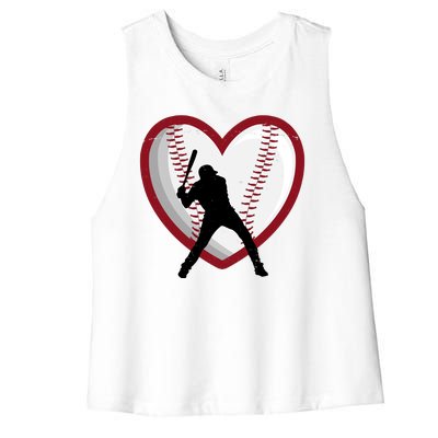 Baseball Heart Sport Lover Women's Racerback Cropped Tank