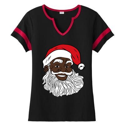 Black Happy Santa Shirts Fun African American Santa Ladies Halftime Notch Neck Tee