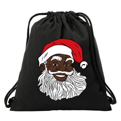 Black Happy Santa Shirts Fun African American Santa Drawstring Bag
