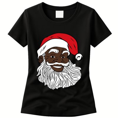 Black Happy Santa Shirts Fun African American Santa Womens T-Shirt