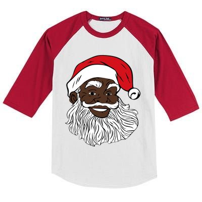 Black Happy Santa Shirts Fun African American Santa Kids Colorblock Raglan Jersey