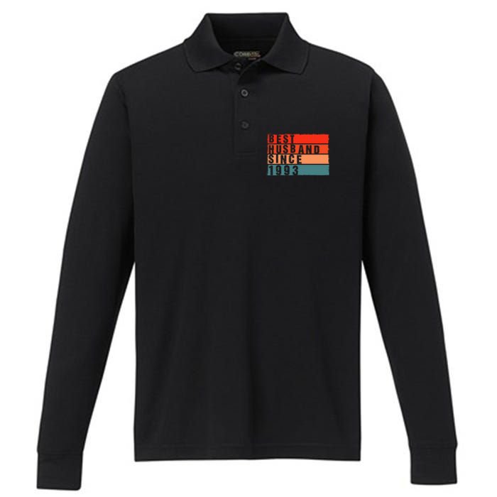 Best Husband Since 1993 Epic Couple 30th Wedding Anniversary Performance Long Sleeve Polo