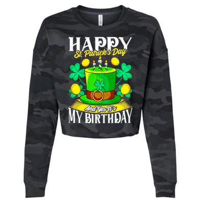 Birthday Happy St. Patricks Day Birthday Gift Design Cropped Pullover Crew