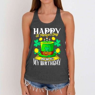 Birthday Happy St. Patricks Day Birthday Gift Design Women's Knotted Racerback Tank