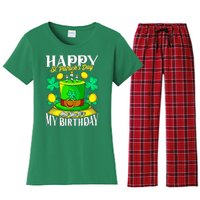 Birthday Happy St. Patricks Day Birthday Gift Design Women's Flannel Pajama Set