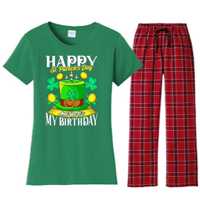 Birthday Happy St. Patricks Day Birthday Gift Design Women's Flannel Pajama Set