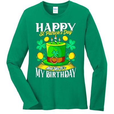 Birthday Happy St. Patricks Day Birthday Gift Design Ladies Long Sleeve Shirt