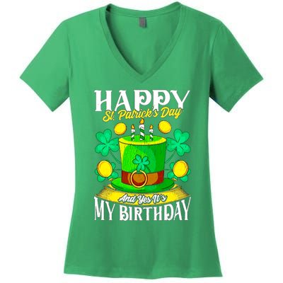 Birthday Happy St. Patricks Day Birthday Gift Design Women's V-Neck T-Shirt