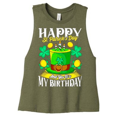 Birthday Happy St. Patricks Day Birthday Gift Design Women's Racerback Cropped Tank