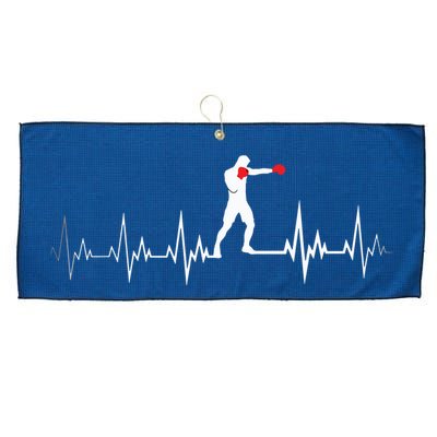 Boxing Heartbeat Sports Lover Outfit Large Microfiber Waffle Golf Towel