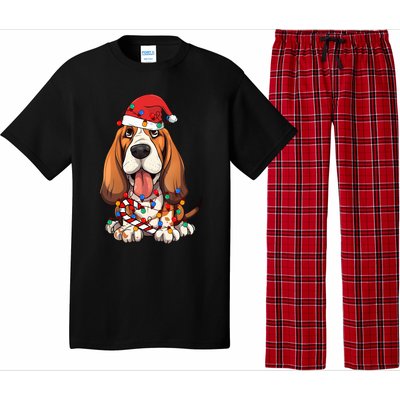 Basset Hound Santa Christmas Lights Dog Lover Xmas Pajama  Pajama Set