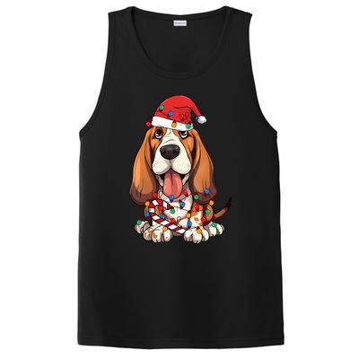 Basset Hound Santa Christmas Lights Dog Lover Xmas Pajama  PosiCharge Competitor Tank