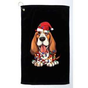 Basset Hound Santa Christmas Lights Dog Lover Xmas Pajama  Platinum Collection Golf Towel