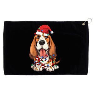 Basset Hound Santa Christmas Lights Dog Lover Xmas Pajama  Grommeted Golf Towel