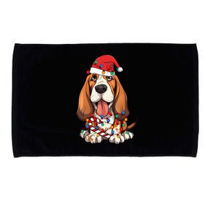 Basset Hound Santa Christmas Lights Dog Lover Xmas Pajama  Microfiber Hand Towel