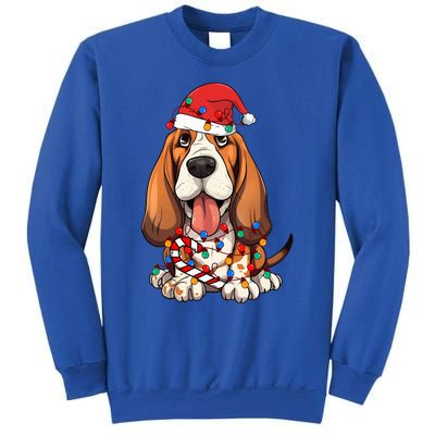 Basset Hound Santa Christmas Lights Dog Lover Xmas Pajama  Sweatshirt