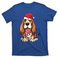 Basset Hound Santa Christmas Lights Dog Lover Xmas Pajama  T-Shirt