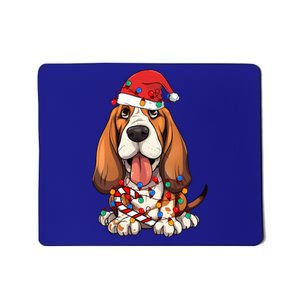 Basset Hound Santa Christmas Lights Dog Lover Xmas Pajama  Mousepad