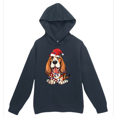 Basset Hound Santa Christmas Lights Dog Lover Xmas Pajama  Urban Pullover Hoodie