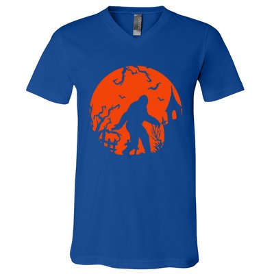 Bigfoot Halloween Sasquatch Hiking Gift V-Neck T-Shirt