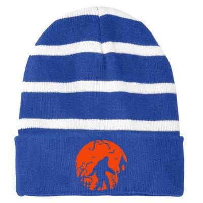 Bigfoot Halloween Sasquatch Hiking Gift Striped Beanie with Solid Band