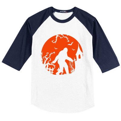 Bigfoot Halloween Sasquatch Hiking Gift Baseball Sleeve Shirt