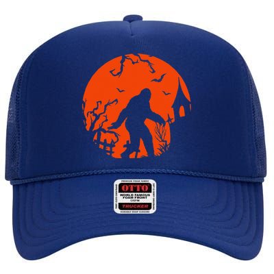 Bigfoot Halloween Sasquatch Hiking Gift High Crown Mesh Back Trucker Hat