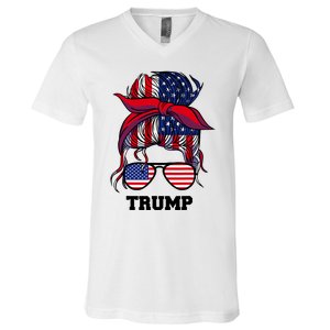 Bandana Headscarf Sunglasses Girl Trump V-Neck T-Shirt