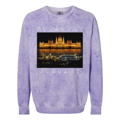 Budapest Hungary Skyline Souvenir Vintage Colorblast Crewneck Sweatshirt