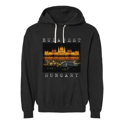 Budapest Hungary Skyline Souvenir Vintage Garment-Dyed Fleece Hoodie