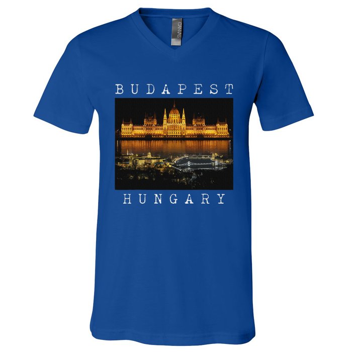 Budapest Hungary Skyline Souvenir Vintage V-Neck T-Shirt