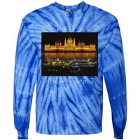 Budapest Hungary Skyline Souvenir Vintage Tie-Dye Long Sleeve Shirt