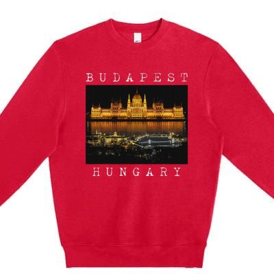 Budapest Hungary Skyline Souvenir Vintage Premium Crewneck Sweatshirt