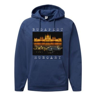 Budapest Hungary Skyline Souvenir Vintage Performance Fleece Hoodie