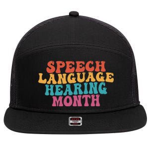 Better Hearing Speech Language Hearing Month 7 Panel Mesh Trucker Snapback Hat