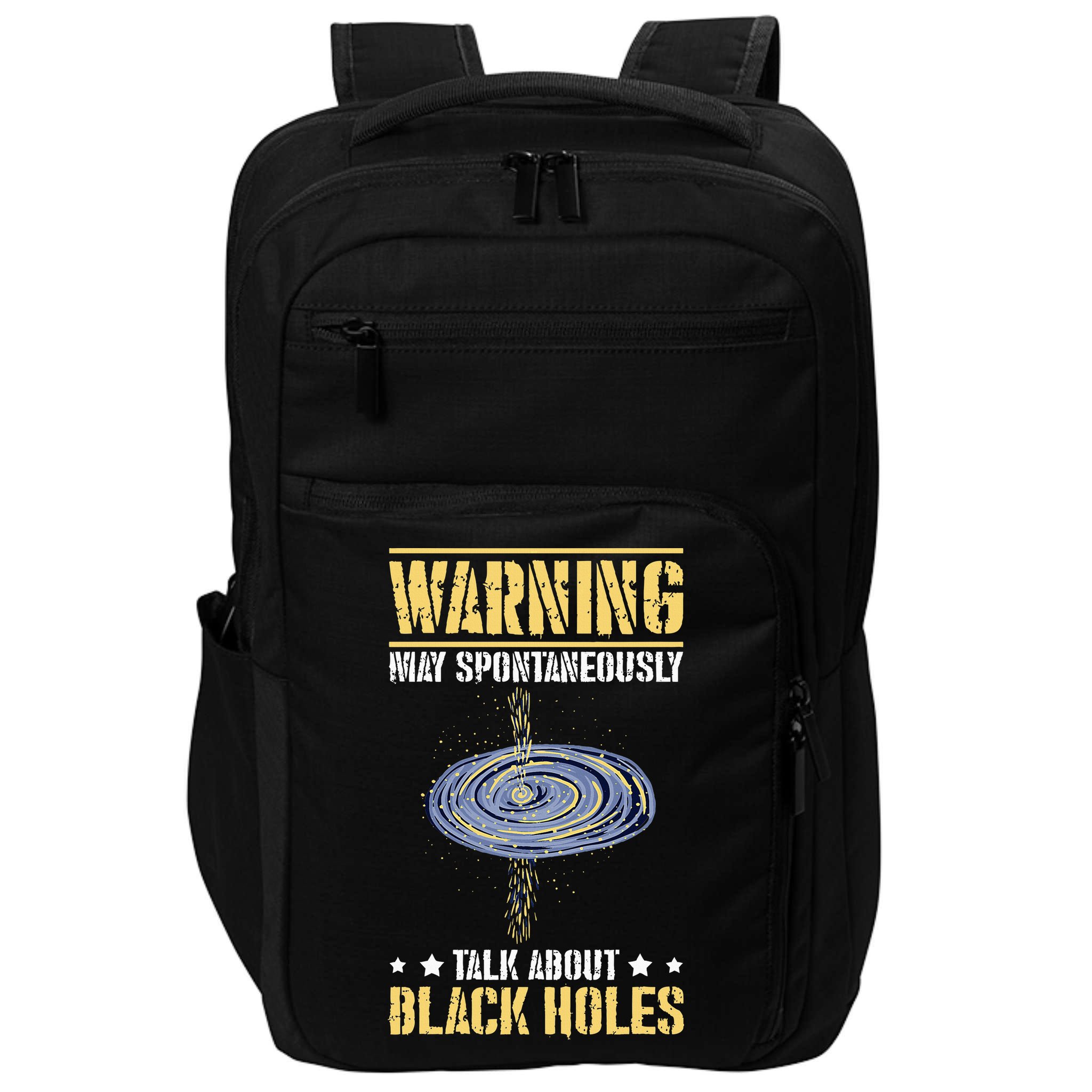Black Hole Space Light Galaxy Universe Milky Way Gravity Impact Tech Backpack