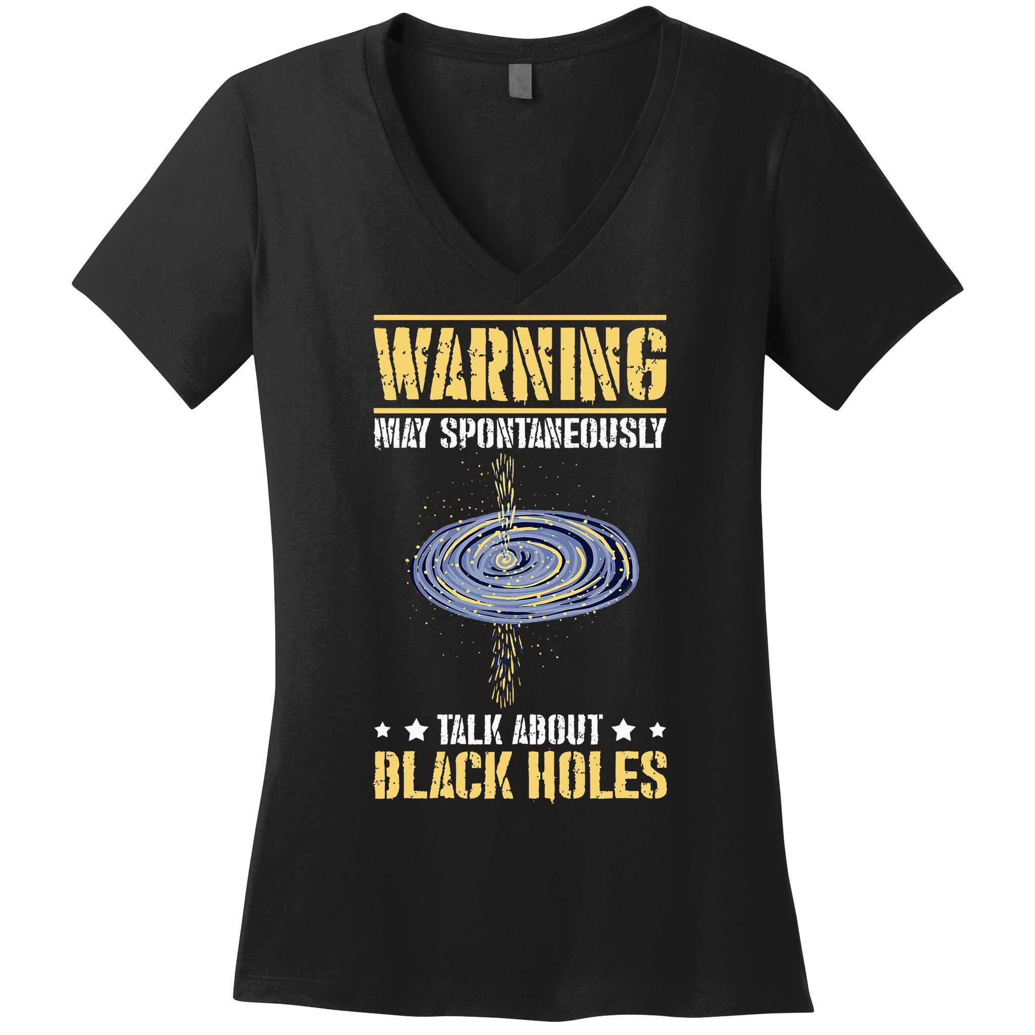 Black Hole Space Light Galaxy Universe Milky Way Gravity Women's V-Neck T-Shirt